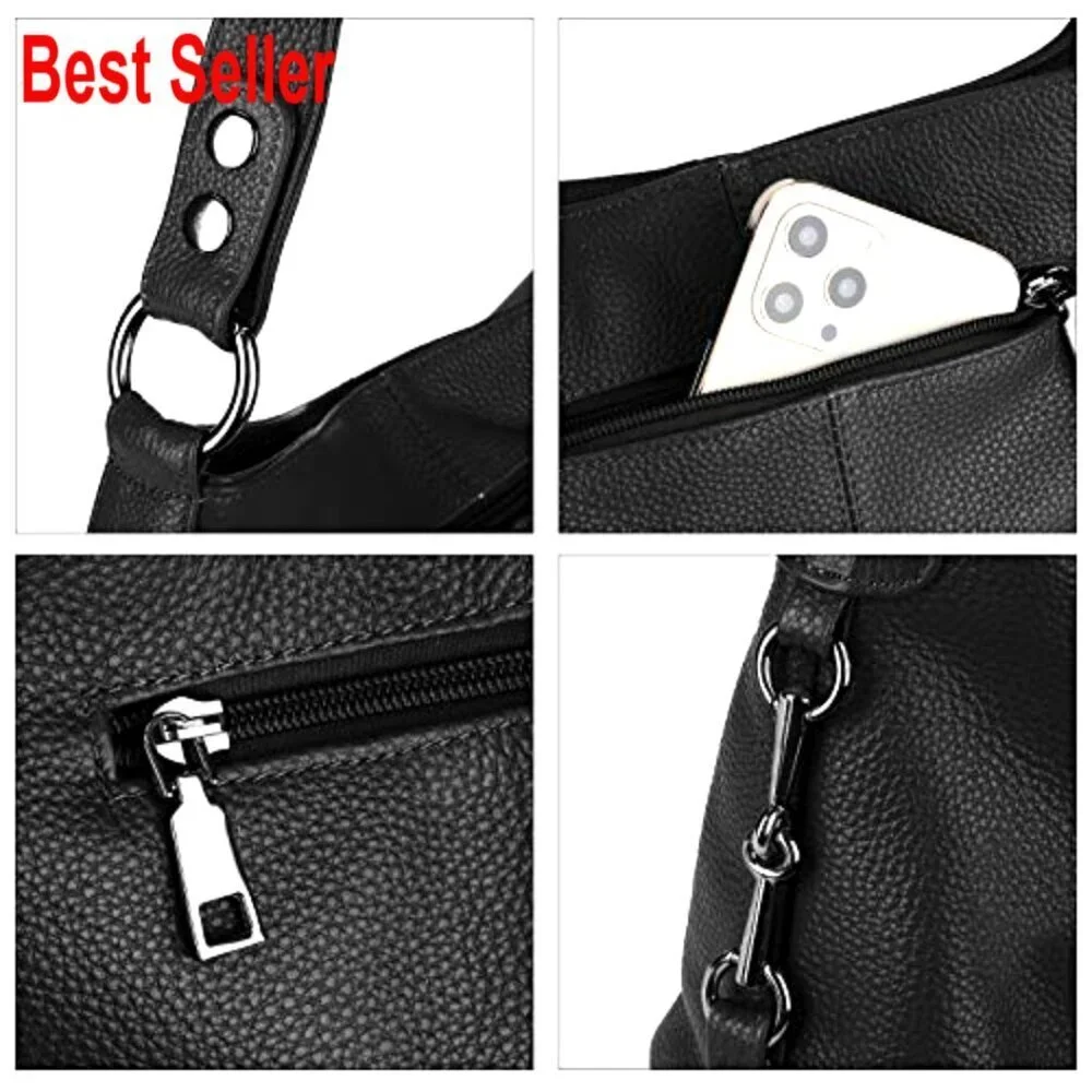 Genuine Leather Hobo Bag Convertible Shoulder Crossbody Purse